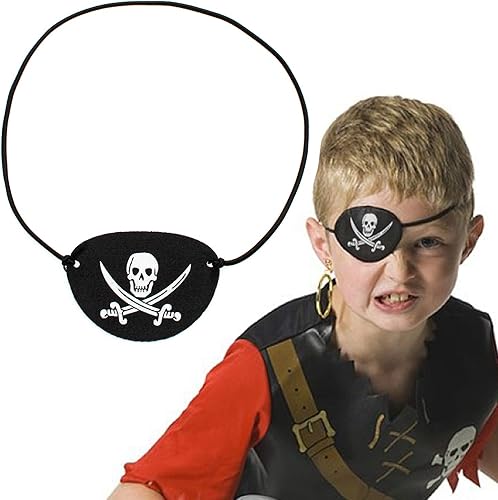 Disfraz de un ojo de capitán pirata con parche de calavera para Halloween, Navidad, cumpleaños fiesta temática pirata