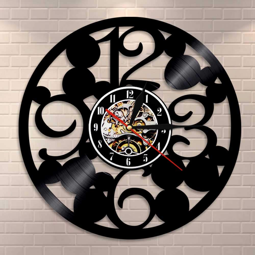 Reloj de pared de números grandes Reloj de pared de cocina contemporáneo hecho de disco de vinilo real Números grandes Reloj abstracto simple Dia 30 cm 7 colores Relojes de arte de registro de pared