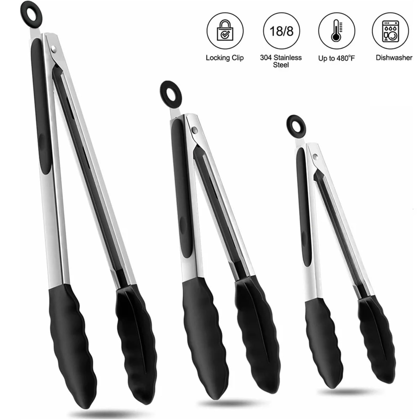 Pinze Da Cucina 3 pz/set Silicone BBQ Grigliare Pinze Cucina Cottura Insalata Pane Servire Tong Antiaderente Barbecue Clip Morsetto Strumenti In Acciaio Inox Gadget