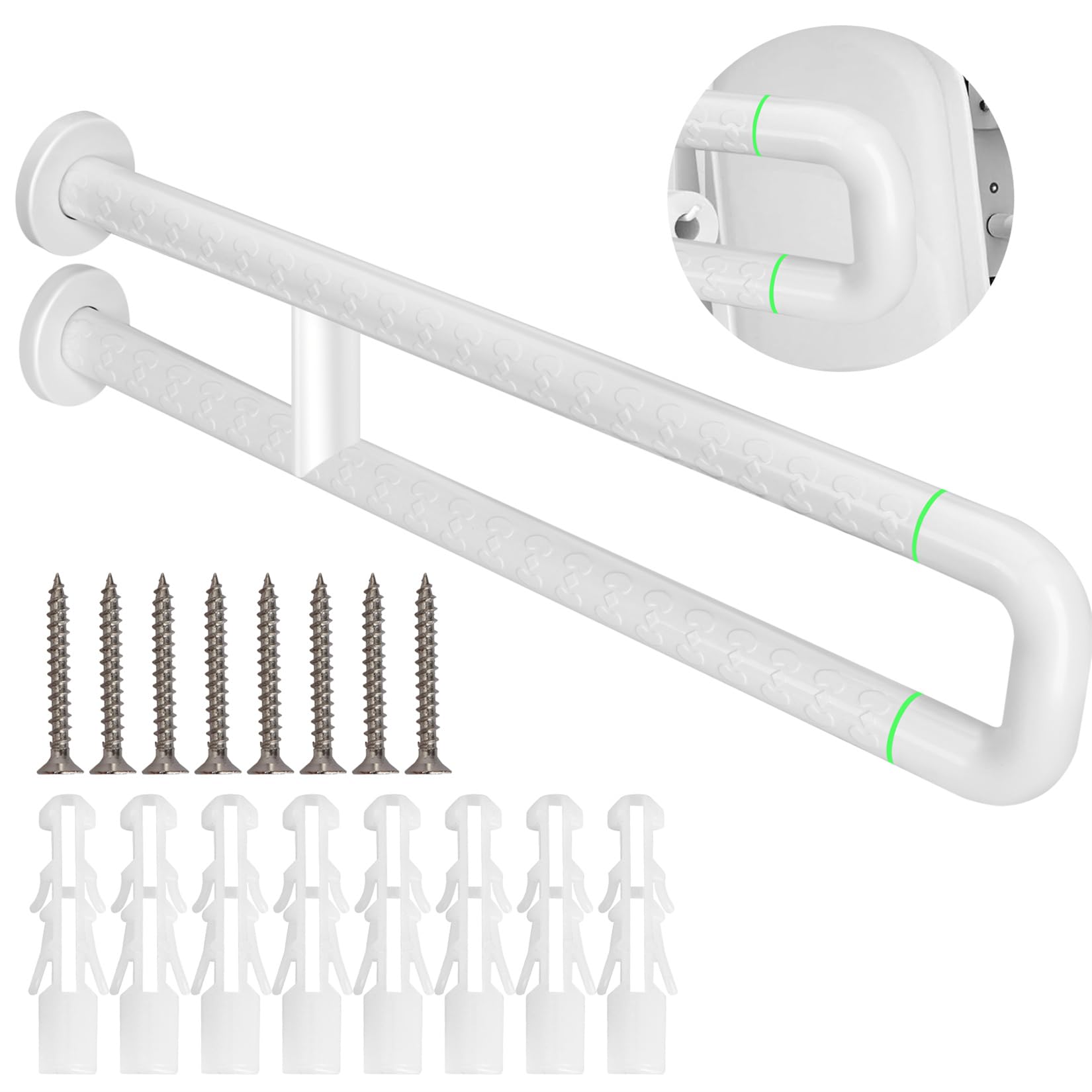 CUNQN Handicap Grab Bar Rail Anti Slip Handle Grips Support Toilet Seat Support Bars Toilet Grab Bar 60cm Bathroom Safety Rails for Elderly Seniors Pregnant Disabled