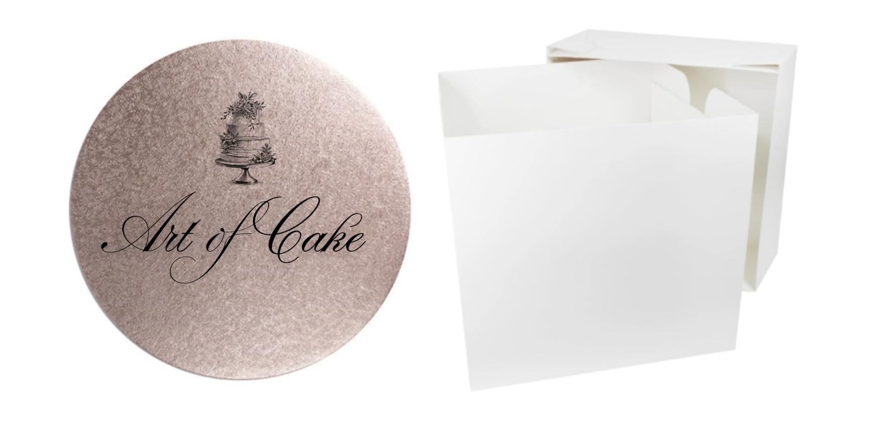 Art of cake® -8 inch Round ROSE GOLD CAKE BOARD and WHITE TALL CAKE BOX (8x8x8)