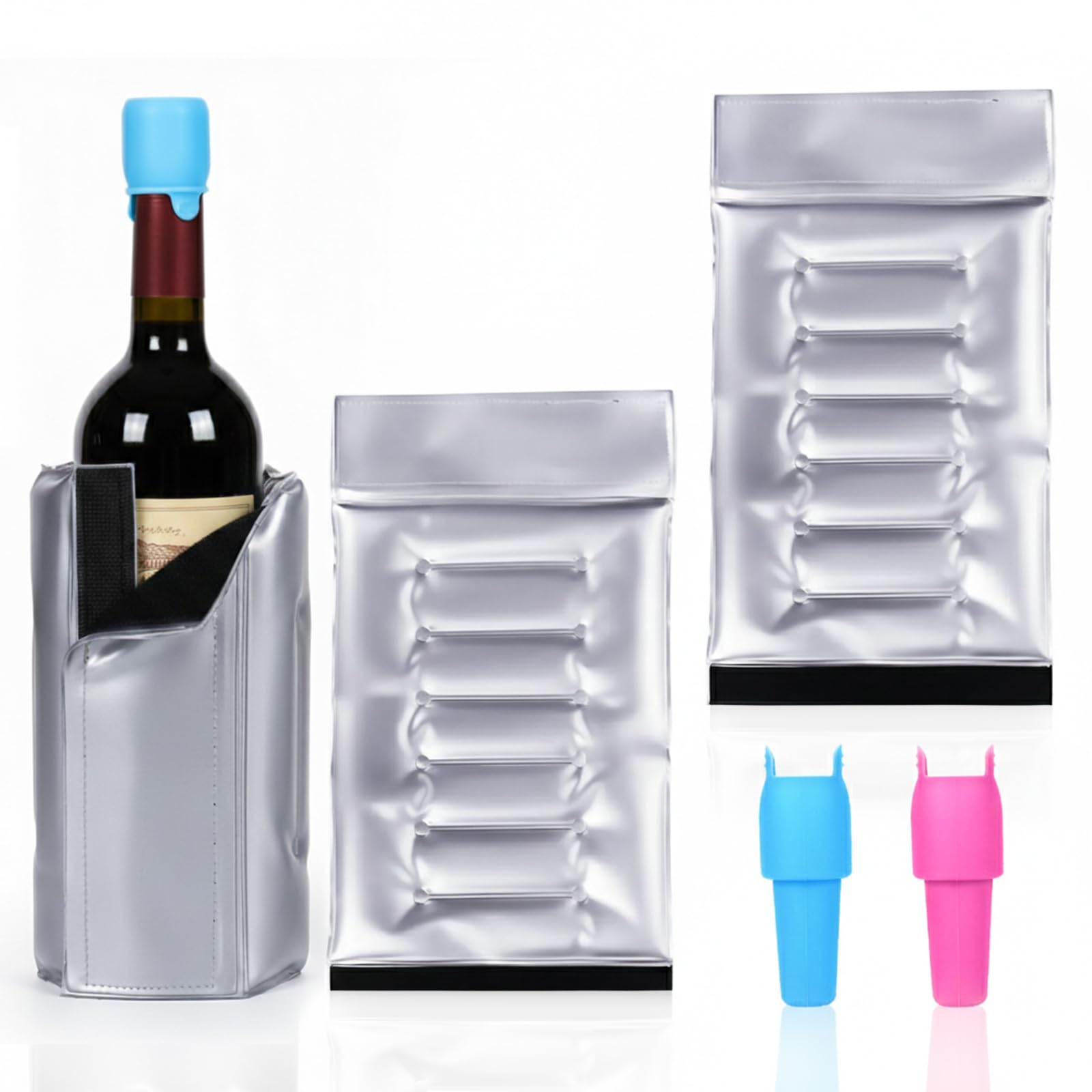 Wine Bottle Cooler Sleeve, Reusable Ice Wine Chiller for 750ml Bottles, Flexible Gel Ice Pack, Keep Wine Cold for Travel, Picnic Party