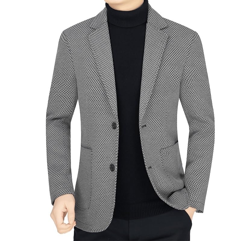 Mens Gray Houndstooth Blazers Jacket Casual 2 Buttons Suit Sport Coats for Daily Party Business Wedding Prom Homecoming