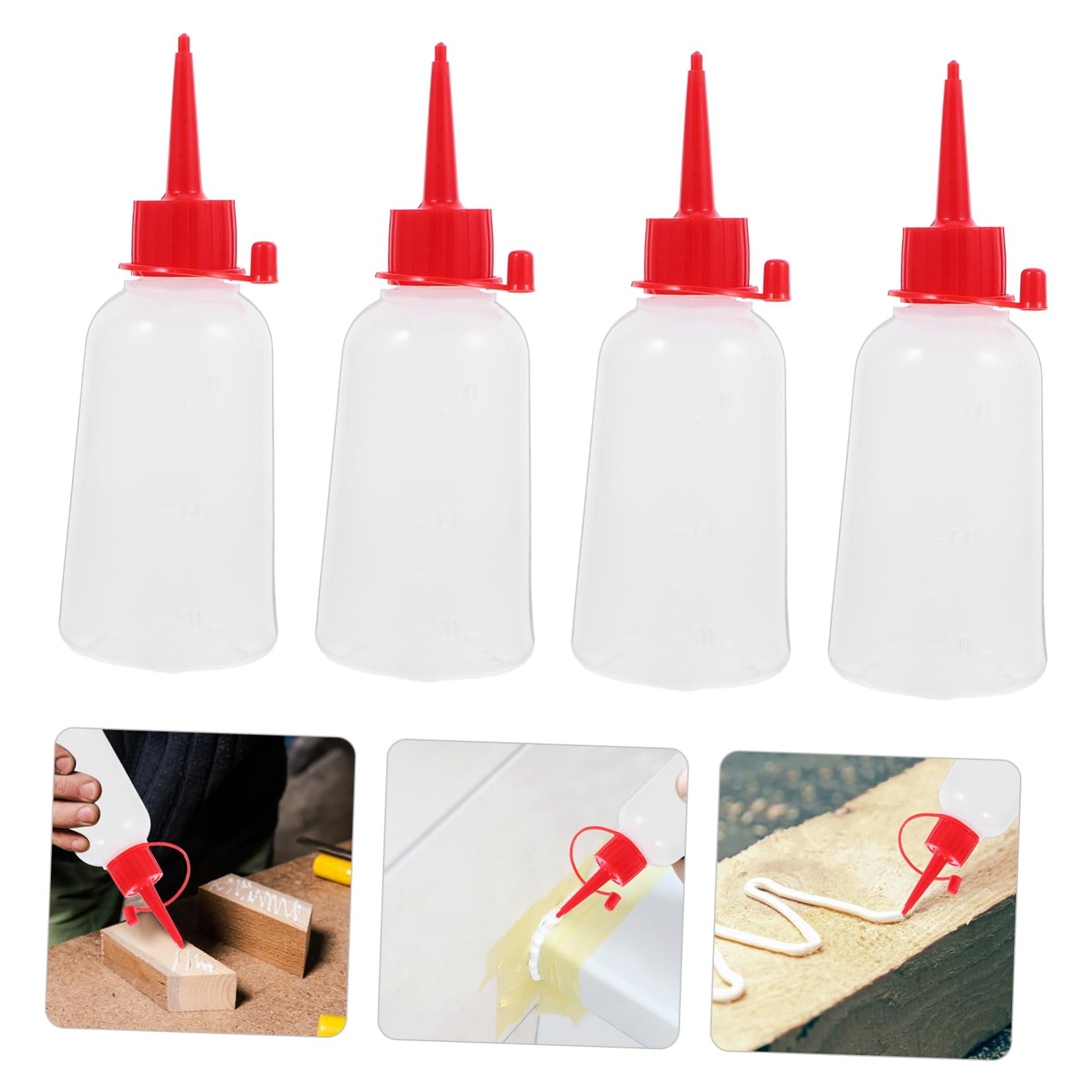 DOITOOL Botellas Dispensadoras de Pegamento Vacías Punta Fina, 10 Unidades de Plástico Blando de 100 Ml Tapa Roja, Recomendadas para Pintura Acrílica y Uso Artístico