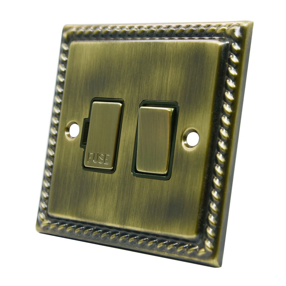 Alliance Electrical Dark/Black Georgian Antique Brass Switched Fused Spur - 13 Amp Switched Fused Connection Unit