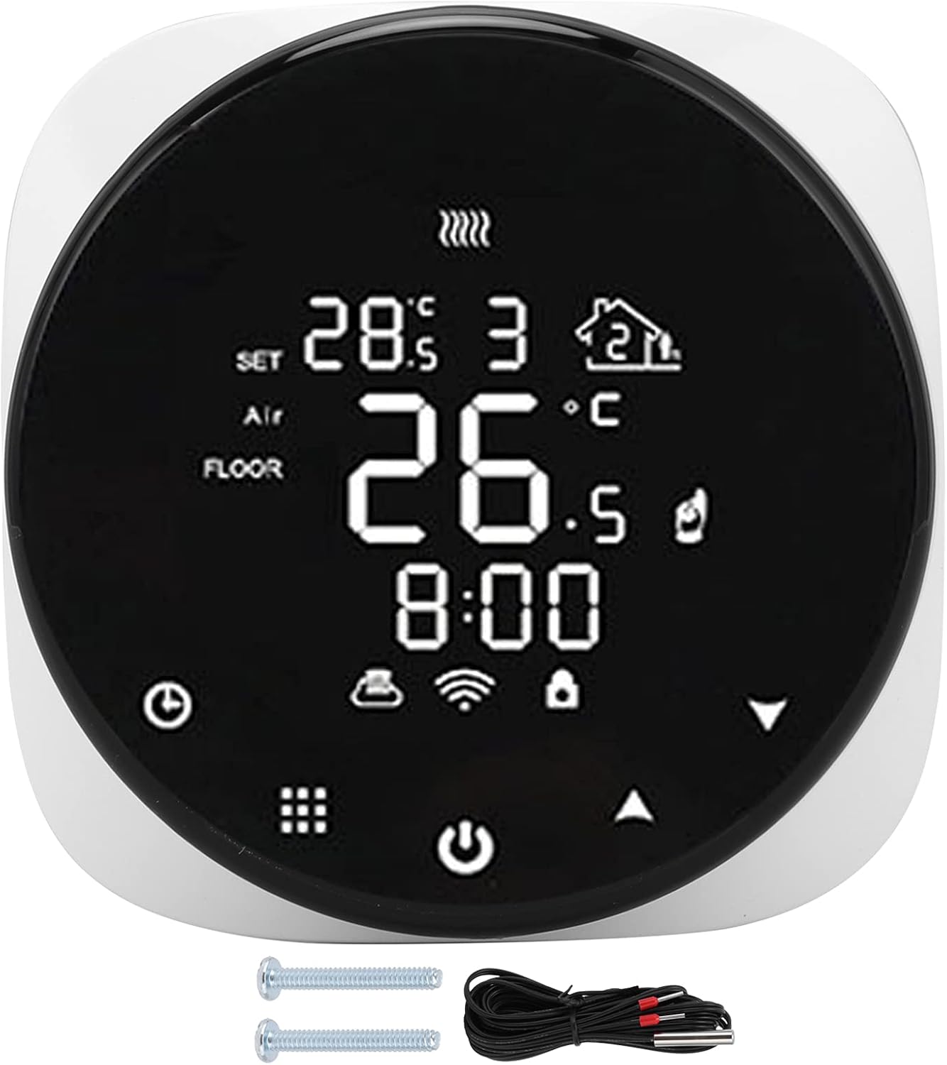 FLEXMAN Temperature Controller, AC 90V to 240V 16A Smart Wirelessly Programmable Thermostat for Electric Floor Heating, Water Floor Heating FLEXMAN Temperature Controller, AC 90V to 240V 16A Smart Wirelessly Programmable Thermostat for Electric Floor Heating, Water Floor Heating