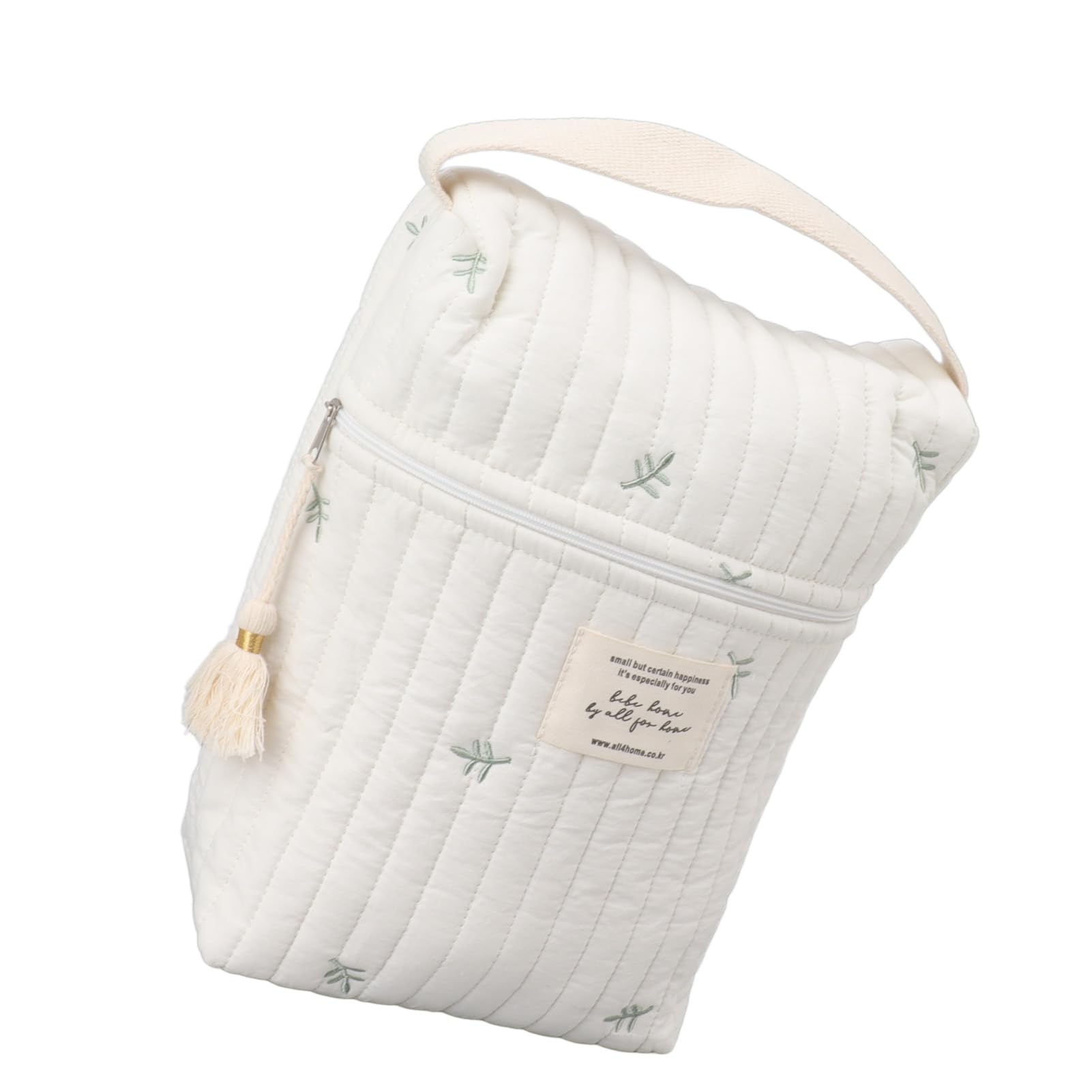 Diaper Bag, Beautifully Embroidered Pattern Stroller Bag Soft Cotton For Outdoor Activity (Leaf)