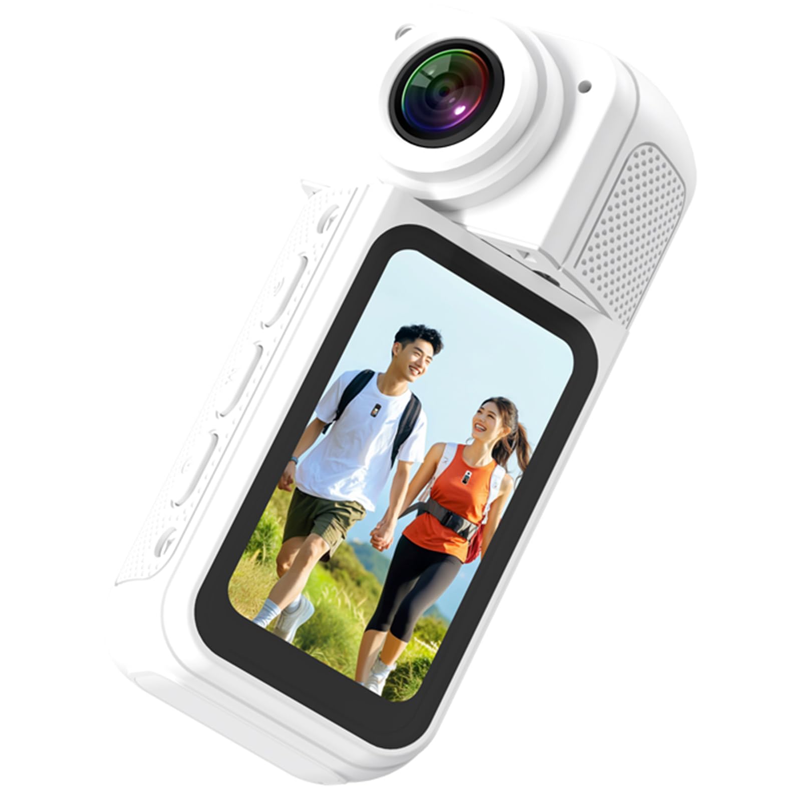 Generic Kamer Hełm, Kamera Kciuka Kompaktowa 2,7K Rejestracja Rejestracji POV System Magnetyczny IPS Ekran HD 350MAH Li Jonowy Motocykl Akumulatora (WHITE)
