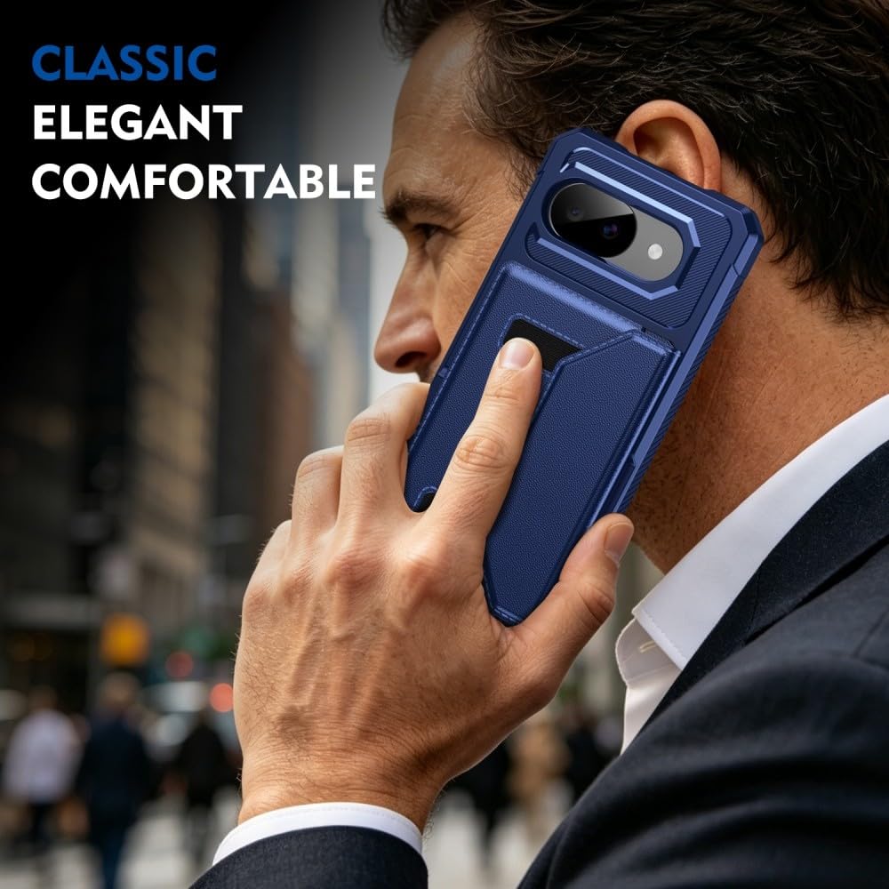 Funda genérica compatible con Google Pixel 8A (color: morado) de piel con tarjetero de silicona dura