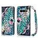 Hocase Galaxy S10 Case, PU Leather Full Body Protective Phone Case with Credit Card Holders, Wrist Strap, Magnetic Closure for Samsung Galaxy S10 (6.1-inch) 2019 SM-G973 - Mandala in Galaxy