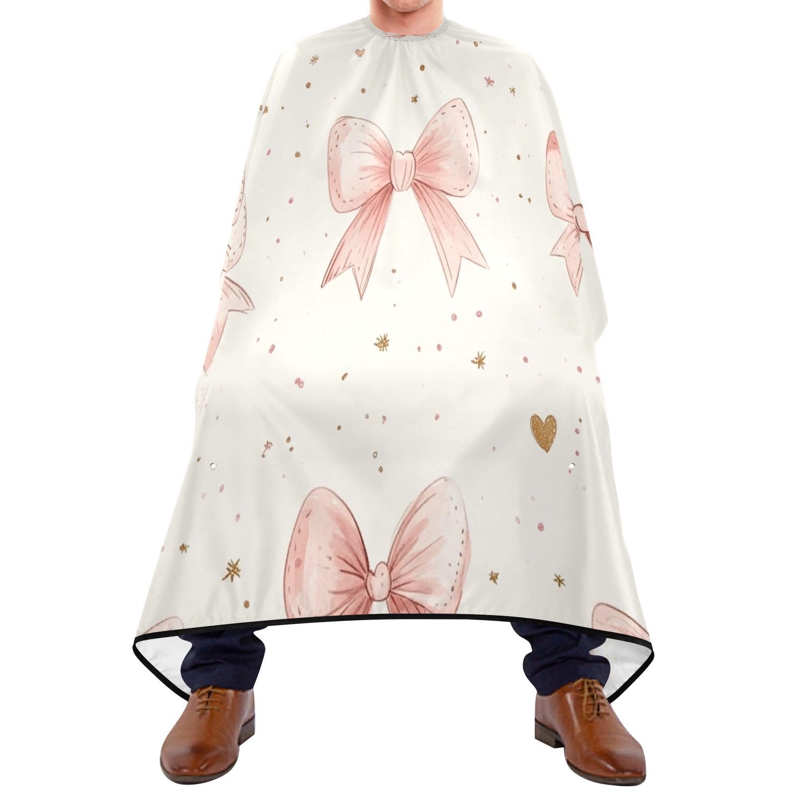 Kigai Bow Pink Hair Cutting Cape for Men & Women Waterproof Barber Cape Professional Hairdressing Salon Styling Apron with Adjustable Closure Snap