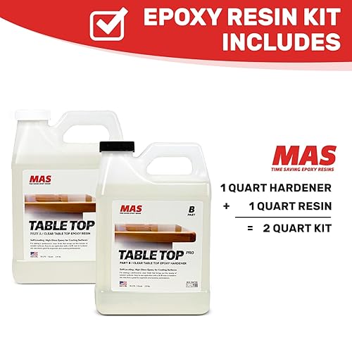 Miniatura 2 de MAS Epoxies Table Top Pro Epoxy Kit de 2 cuartos (1 cuarto de galón Parte A + 1 cuarto de galón Parte B) Fundición de resina transparente para