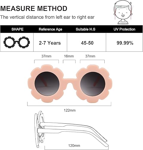 Miniatura 6 de Lentes de sol para niños, redondos con diseño de flor, con protección UV 400, regalo para niños y niñas