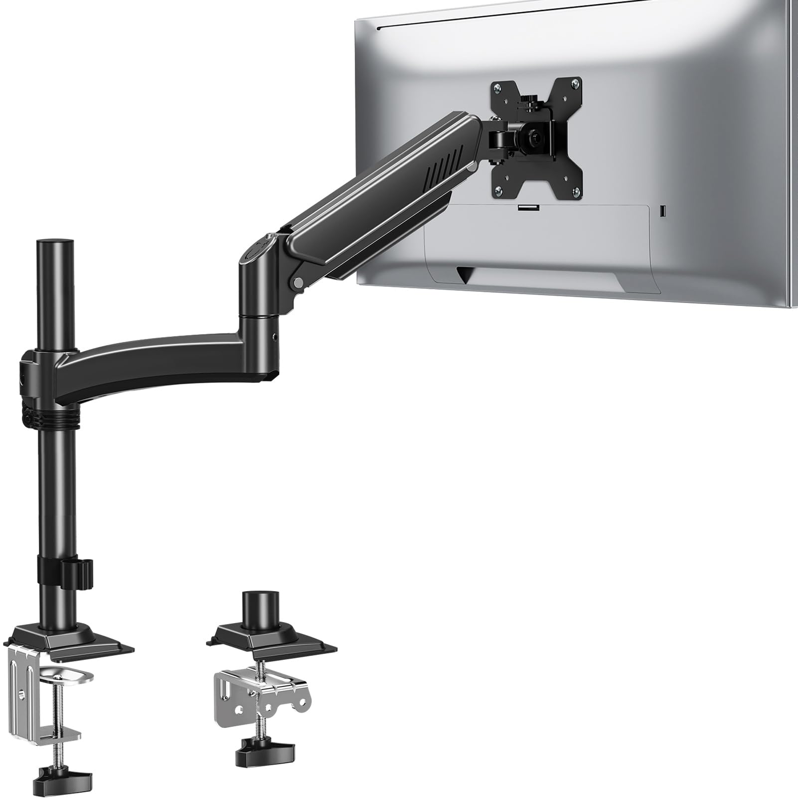 ELIVED Supporto per monitor da 13 – 32", braccio a molla a gas per monitor da 2 – 10 kg, con VESA 75/100 mm, altezza regolabile a braccio singolo con inclinabile, girevole, girevole, EV6033B