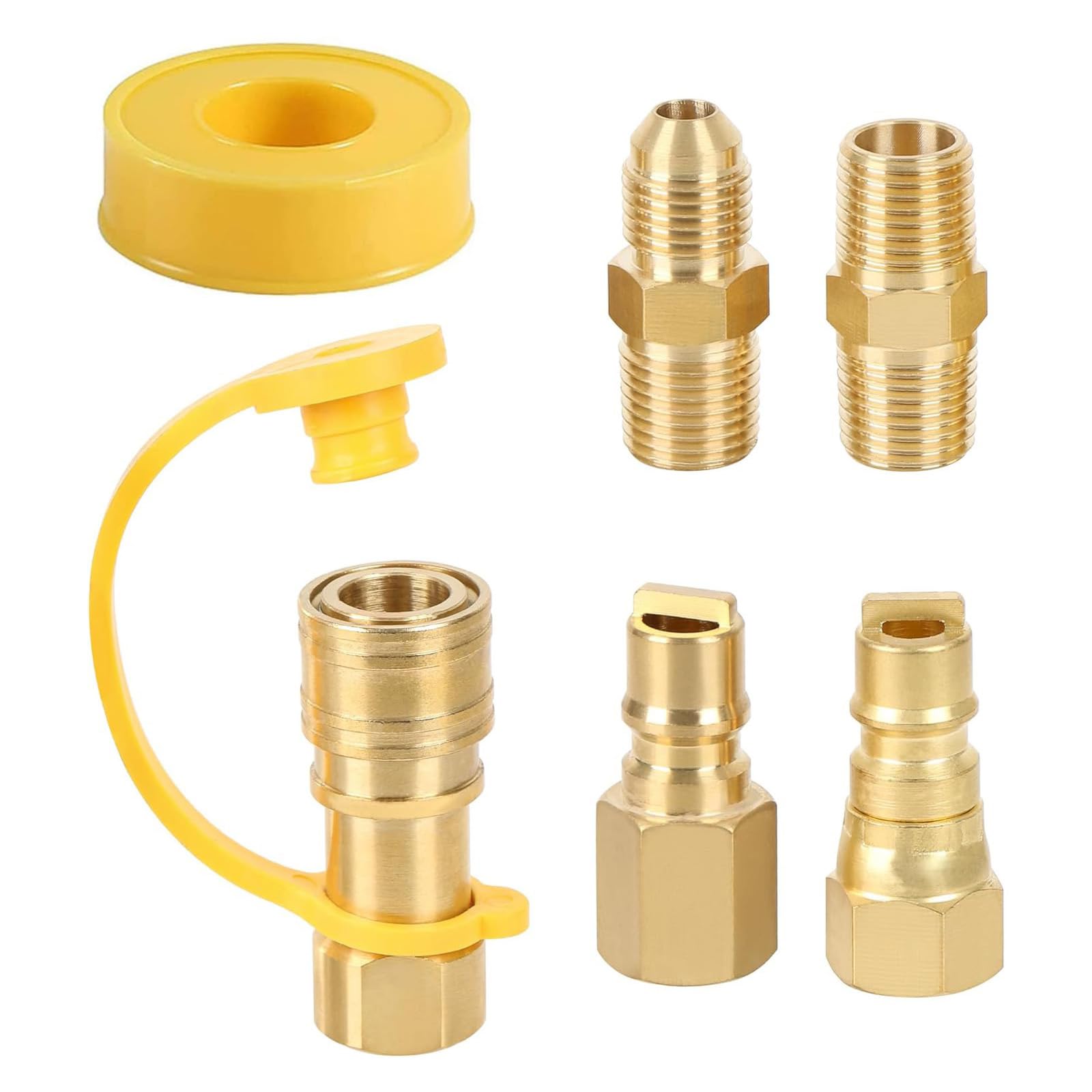Hredwep 4 Piece Brasses Quickly Releases Couplers Set Quickly Coupling Set Produced for Low Pressure Connection Easy Installation Outdoor Grill Natural Fitting