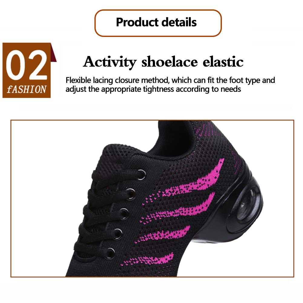MM Moda Flying Tejida Zapatos de Baile, Transpirable, cómodo y Suave cojín-únicos Zapatos Adultos de la Danza, Jazz Ligero Zapatos de Baile Fantasma Paso,Negro,38