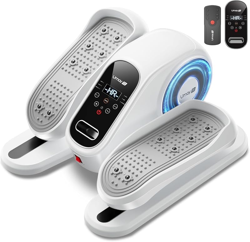 UMAY Ejercitador de Piernas Elíptico Eclipse Eléctrico Debajo del Escritorio como se ve en TV | Máquina de ejercicio con pedal de pie para personas mayores, 12 velocidades de nivel, modo automático manual con control remoto para oficina en casa
