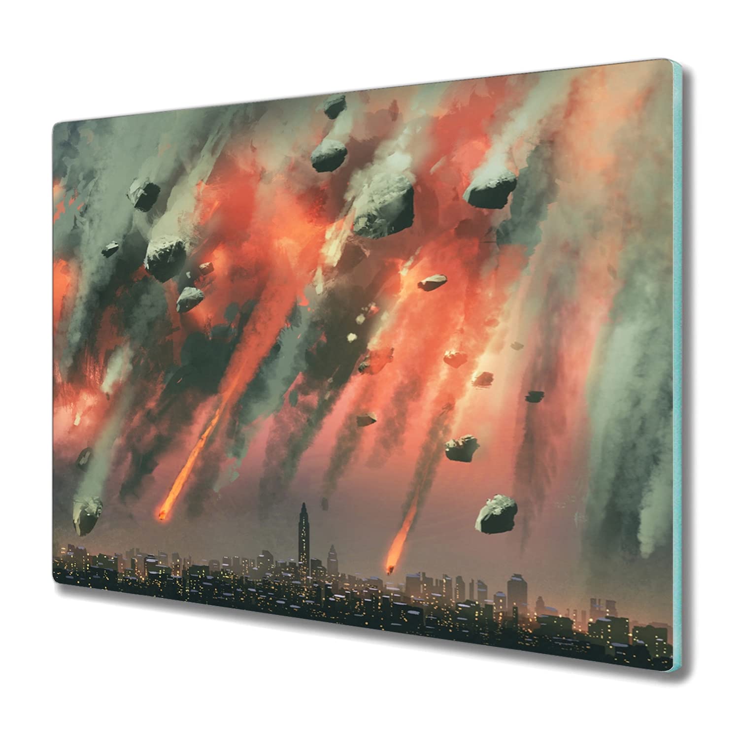 Planche à découper 60x52 cm Coloray en verre trempé avec design de météores pour cuisine