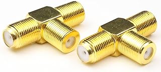 ANHAN F Type Splitter 3 way TV Combiner Splitter female to 2 Female RF Coaxial Coax Adapter 2Packs