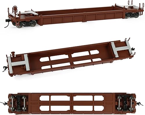 Miniatura 3 de Evemodel C8749 HO Scale 40ft Well Car 1:87 Fondo cóncavo 40' Carro de coche plano (3pcs - marrón) 3 piezas - marrón,1pc-marrón,3 unidades - azul,1