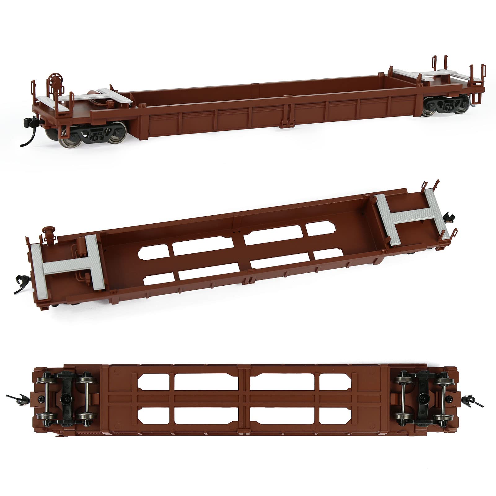 Evemodel C8749 HO Maßstab 12,2 m Brunnenwagen 1:87 konkaver Boden 40' flacher Autowagen (3 Stück - braun)