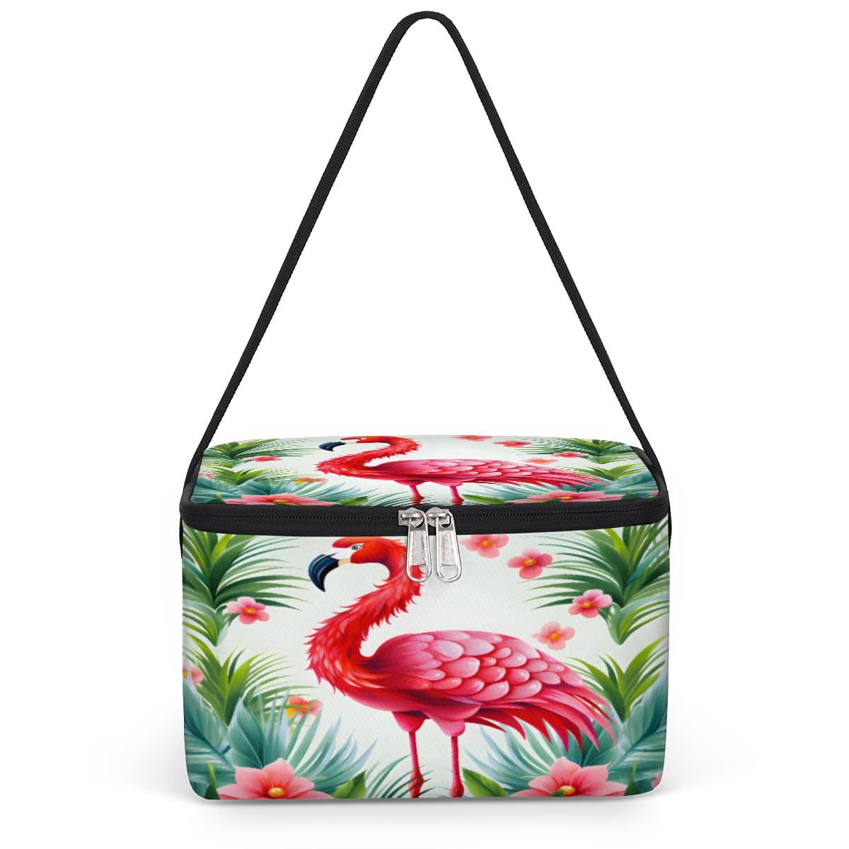 GzLeyigou Tropical Flamingo Lunch Bags for Women Men 9 Cans, Hot & Cold Food Delivery Bag Insulated Grocery Bag Insulated Lunch Box Flamingo Cooler Bag for Office Work Picnic Beach