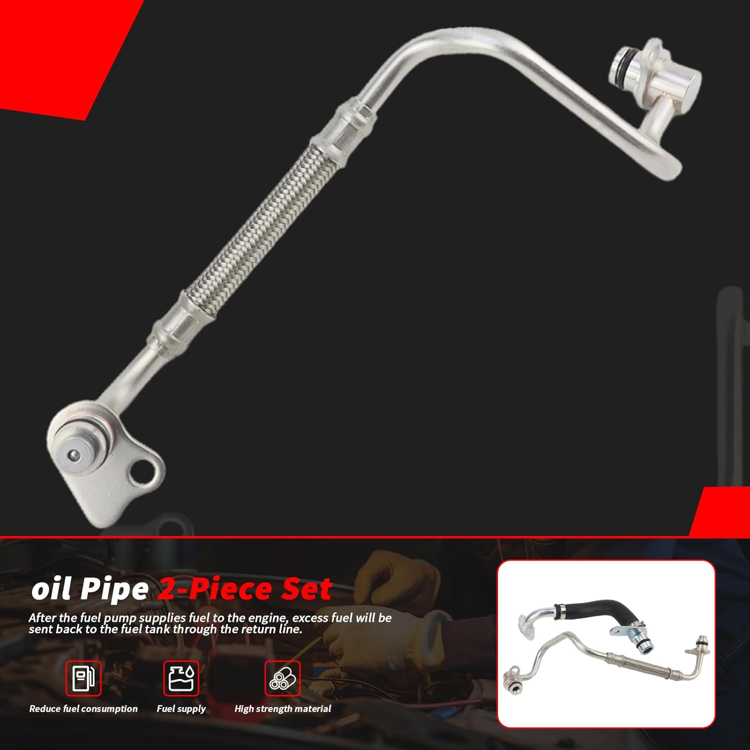 MUNIK Turbocharger Oil Inlet Line Compatible with BMW 228i 320i 328i 428i 528i X1X3 X4 X5 1977-2021 Replace # 11428626652,11428626653 (Oil pipe 2 piece set)