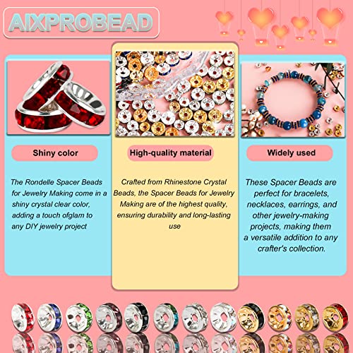 Aixprobead 200Pcs Gold Crystal Rhinestone Spacer Beads For Jewelry Making - Perfect For Diy Necklaces And Bracelets(Ab Crystal) #TOP3