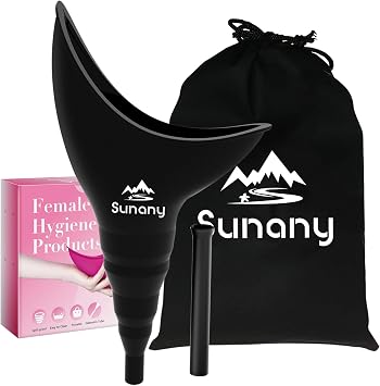 Sunany Female Urinal, Female Urinal with Silicone Funnel, Portable for Standing Female, Reusable Urinal for Female Toilet, for Outdoor, Activities, Camping, Travel