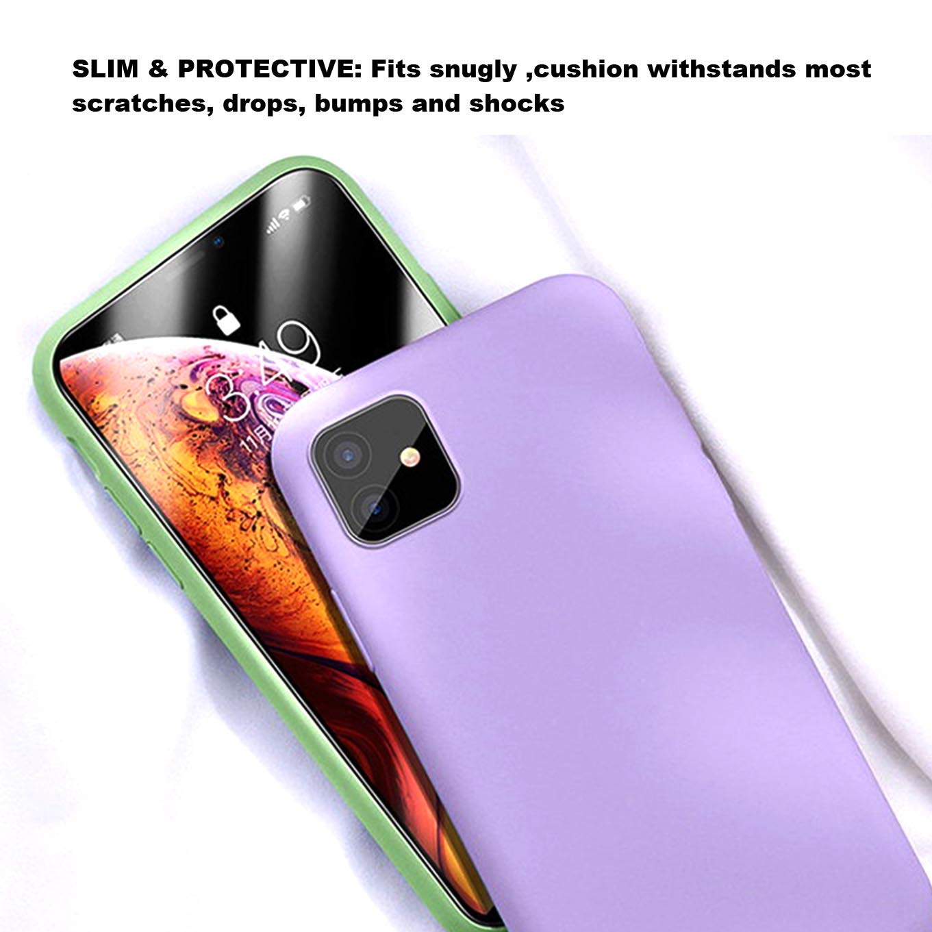 Compatibile con iPhone 11 PRO MAX 6,5 "(2019) Custodia in silicone gel gomma antiurto sottile guscio con morbido panno in microfibra fodera cuscino per iPhone 11 PRO MAX 6,5 "(2019)-nero