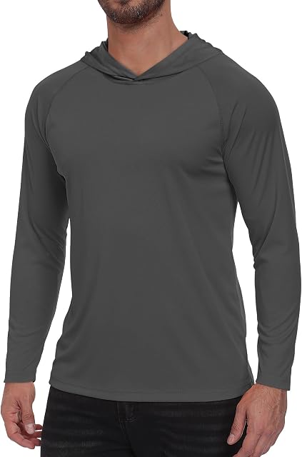 Men's Sun Protection Pullover Summer Rash Guard UPF40+ Hoodie Long Sleeve Breathable Pullover Tops S-3XL