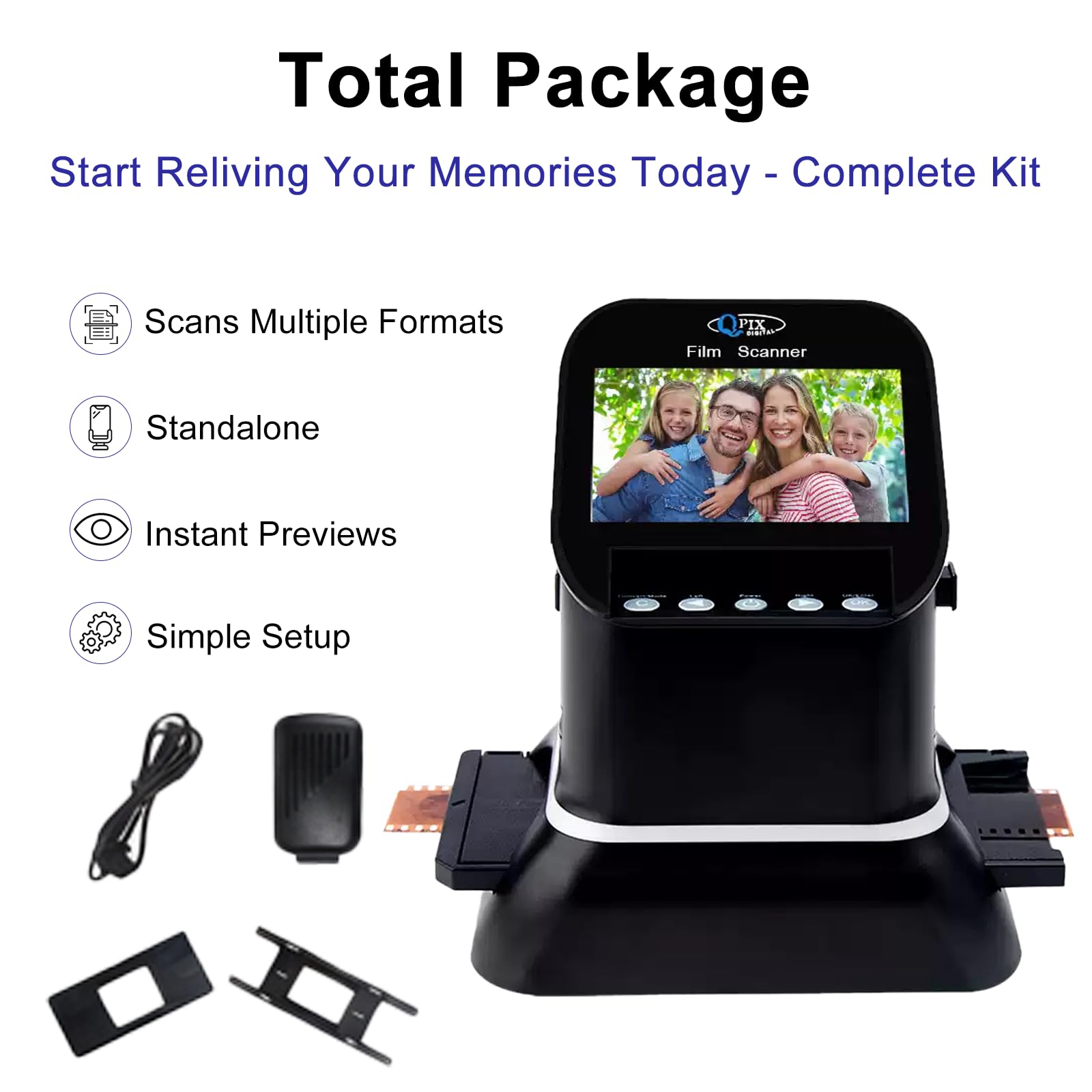 Scanner Digitale per Diapositive e Negativi all-in-1 | Scansione Pellicole e Diapositive; Conversione Rapida in JPEG Digitale; Convertitore Fotografico Standalone