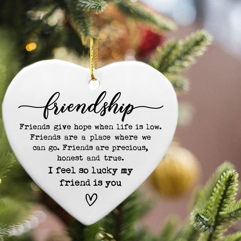 Friendship Ceramic Heart Gift, Sister Inspirational Gift, Friendship Present, Send Love, Best Friend Keepsake, for Women, (I Feel So Lucky) - Image 3