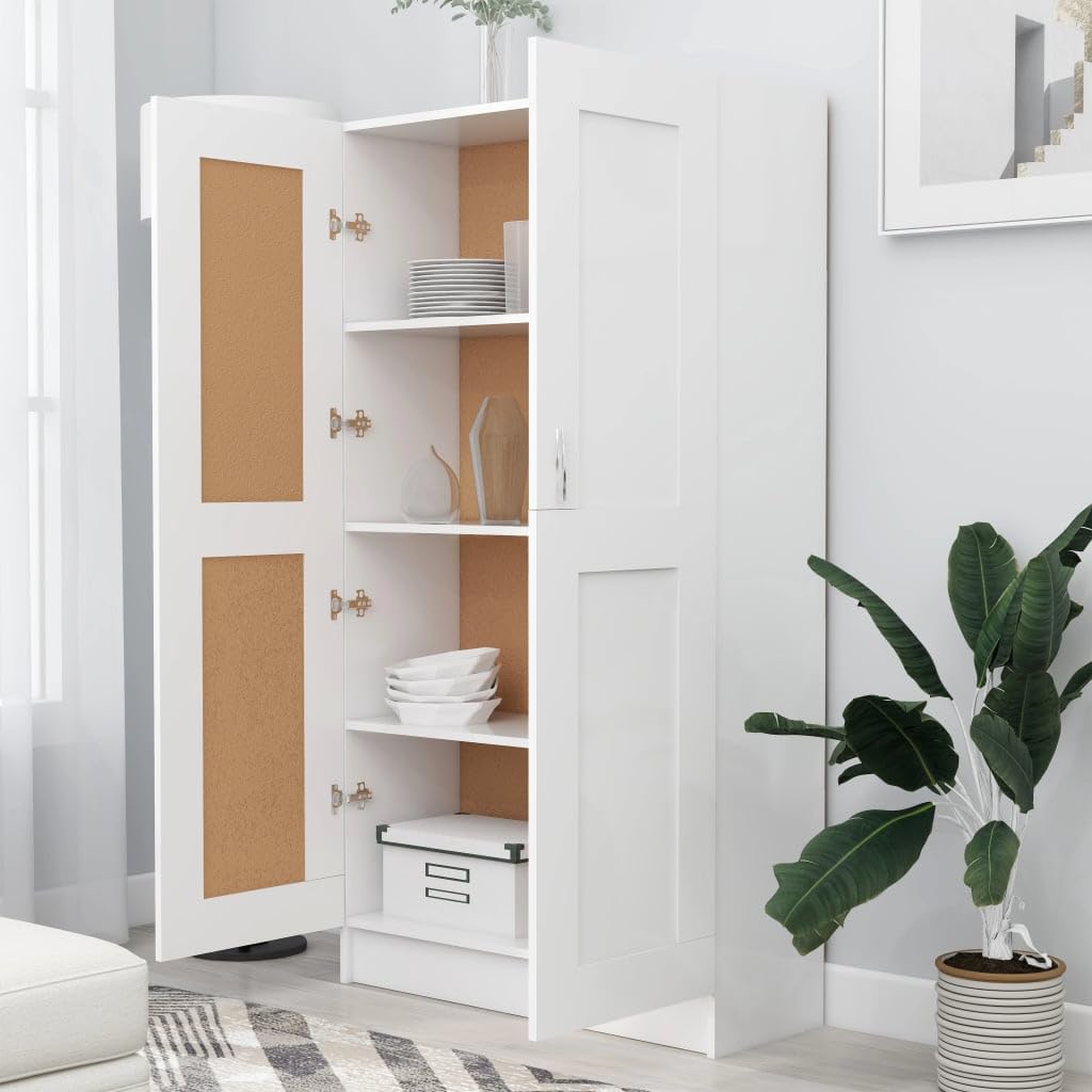 Armadietto in Holz Bücherschrank Aktenschrank Armadietto per Garage Armadio Ufficio Mobili Uffici-Bianco-150 cm