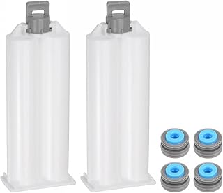 uxcell 2Pcs Epoxy Gun Adhesive Cartridge, 122mm Plastic Resin Mixer Dual Glue Cartridge with Gray Piston for 50ml/1.7oz 1:1 AB Glue Adhesive Gun