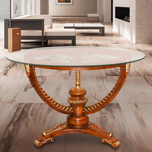 Miniatura 2 de Dulles Glass Mesa redonda de cristal de 26 pulgadas, templada, superficie de vidrio de 3/8 pulgadas de grosor, borde de lápiz seguro, multiusos para