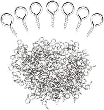 300Pcs Screw Eye Pins 13.2x6.6mm Small Screw in Eye Hooks Metal Self-Tapping Eyelet Screws for Wood,DIY Jewelry YJY-0