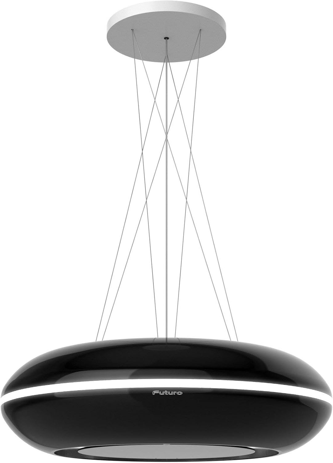 Futuro Futuro Island Mount DUCTLESS ONLY Range Hood 30" | Orbit Black | Black Steel Vent Hood | Modern Italian Exhaust Hood |LED, Ultra-Quiet with Blower