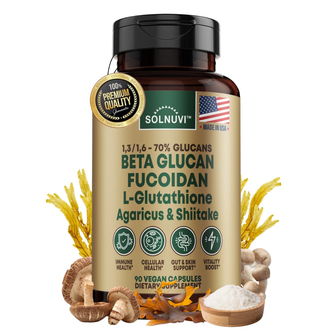beta glucan vs glutathione Amazon.com: Beta Glucan & Fucoidan Brown Seaweed Extract - L Glutathione,  Shiitake, Agaricus Blazei Mushroom, Vitamin C - Immune, Cellular, Healthy  Aging Support
