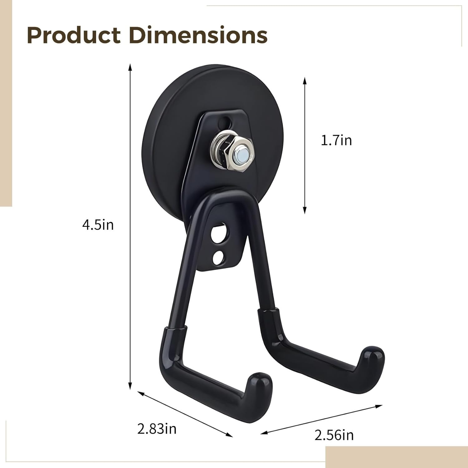 6-Piece Strong Magnetic Hooks Set, Heavy Duty Magnetic Tool Holders, No Drill, Black Coated