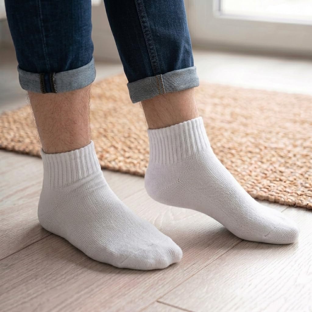 Glory Max 6 Pairs Men Cotton Solid Athletic Ankle Quarter Socks with Cushioning