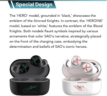 AVIOT Sword Art Online Anime Wireless Earbuds TE-D01v-SOB (Hero Model), Officially Licensed (Exclusive Edition), Special Package, Design, Japanese Special Voice, Noise Canceling Earbuds
