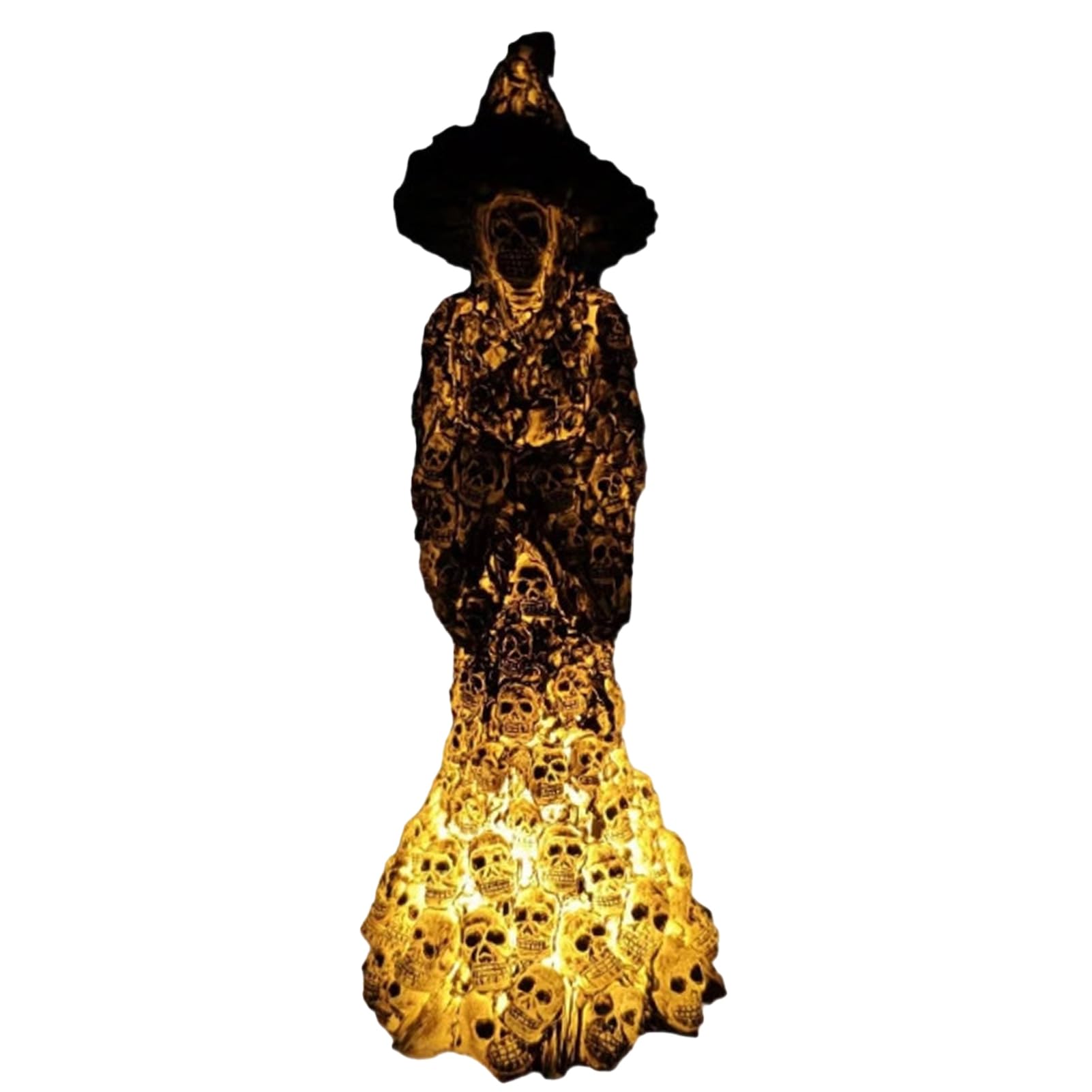 RetroNest Skeleton Witch Resin Figurine,Halloween Gothic Skull Witch Statue,Spooky Fantasy Ornament For Desk Shelf Mantel Indoor Home Decor 22cm Black With Light