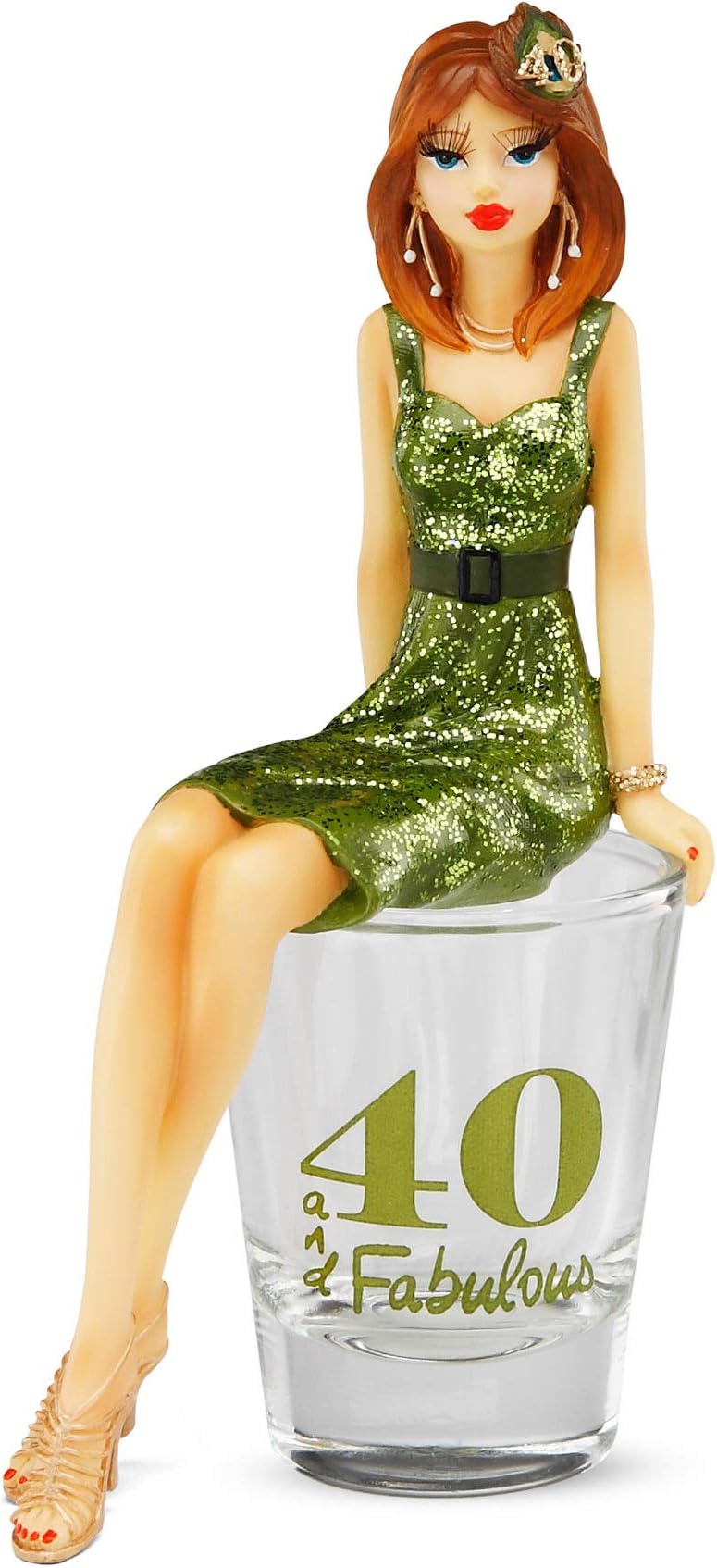 Hiccup 40 and Fabulous 2-1/2-Inch Girl in Shot Glass, 5-3/4-Inch Tall with Figurine