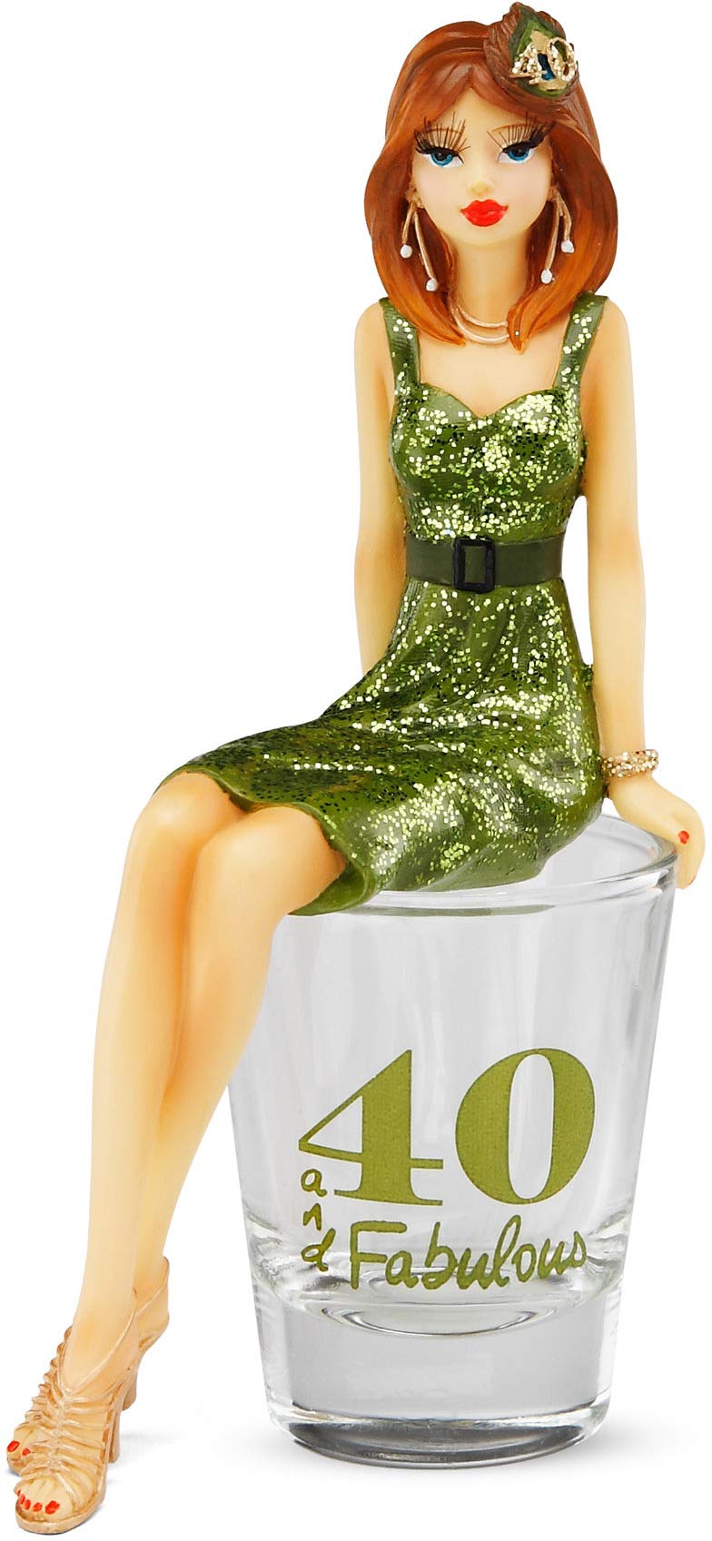 Hiccup 40 and Fabulous 2-1/2-Inch Girl in Shot Glass, 5-3/4-Inch Tall with Figurine