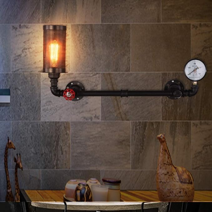 NZDY Industriële IJzeren Wandlampen Vintage Creatieve Persoonlijkheid Waterslang Wandkandelaar E27 Basis Wandlamp Verlichting Voor Bar Cafe Restaurant Eetkamer Woonkamer Pub Wandverlichting photo 2
