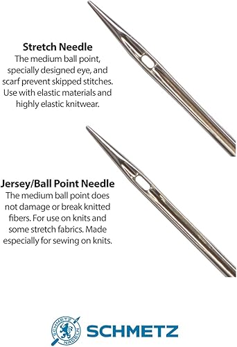 Miniatura 2 de SCHMETZ Paquete combinado de agujas para máquina de coser elásticas y jerseyBall Point (10 agujas en total y 1 guía de bolsillo SCHMETZ ABC)