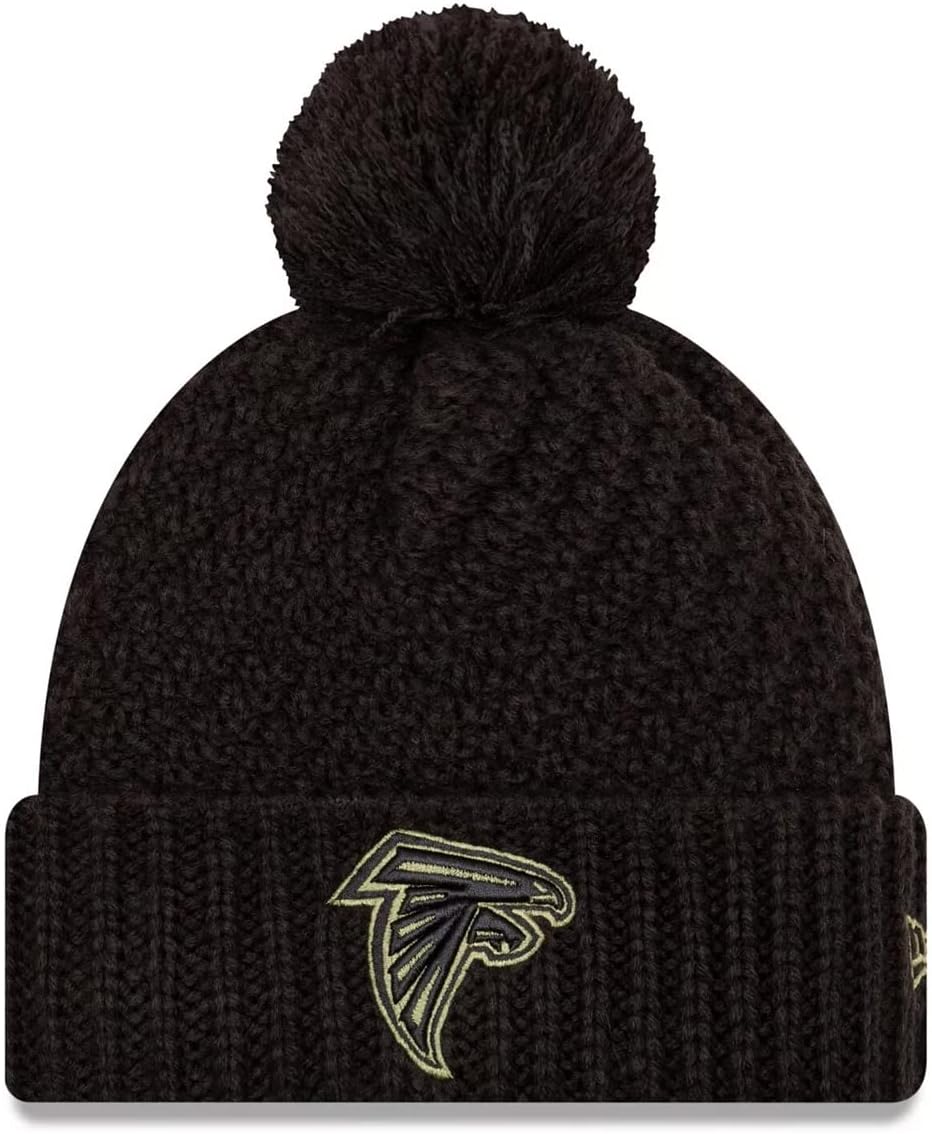New Era Authentic Falcons Cold Weather Beanie Cap Hat One Size Fit Most Salute to Service Classic Throwback Atlanta (Women Salute to Service 20) Black