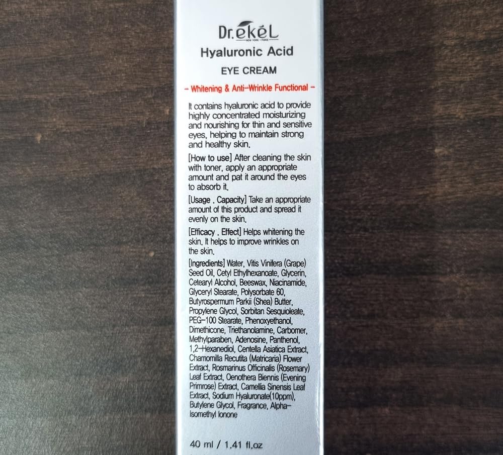 3W Clinic Dr. Ekel Hyaluronic Acid Eye Cream, Moisturizing Anti-Aging Day and Night, 1.41 fl oz/Korea-Beauty/Korea Made