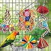 Bird Toys Rope Perch with Bell Colorful Bird Chewing Shredding Foraging Toys Parrot Swing Climbing Standing Hanging Toys Cage Accessories for Conure Cockatiel Budgies Lovebird #2